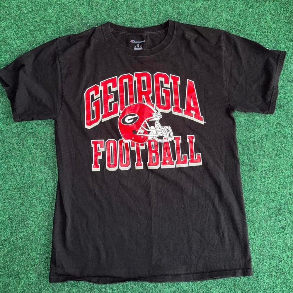 Champion‎ Mens Georgia Bulldogs Football T-Shirt Black Graphic Tee Medium